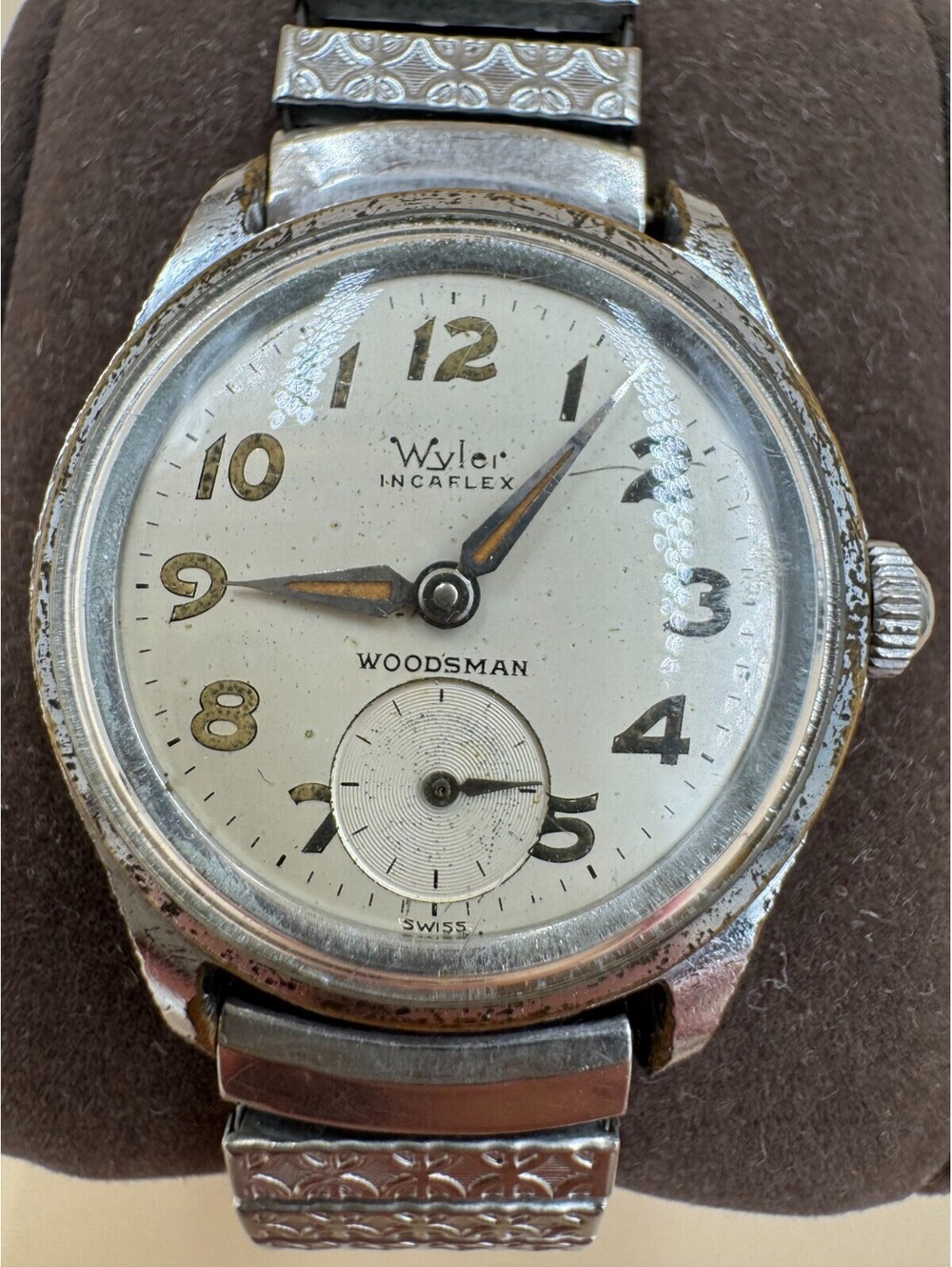 Wyler Incaflex Woodsman Manual Wind Watch Swiss Sub-Seconds Serviced Rare Dial G